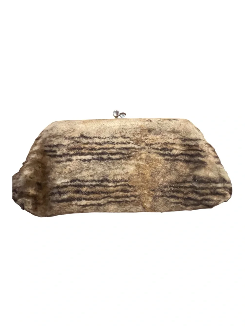Vintage Faux Fur Clutch Bag in Natural Browns